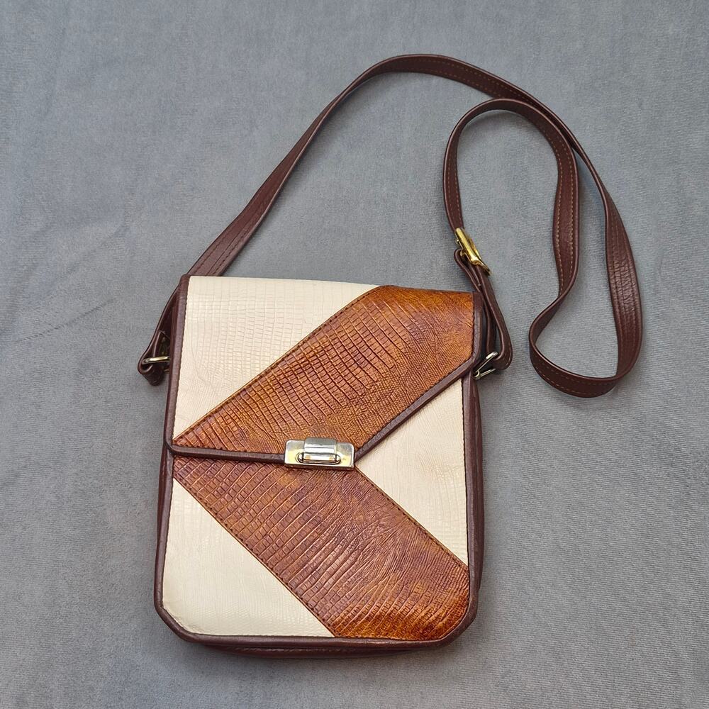 Roche Leather Co Western Y2K Vintage Ventura Croc Embossed Leather Crossbody Bag
